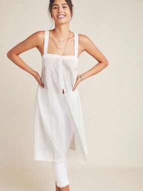 Anthropologie Gauzy Cotton Swiss Dot Tunic Dress - Size S